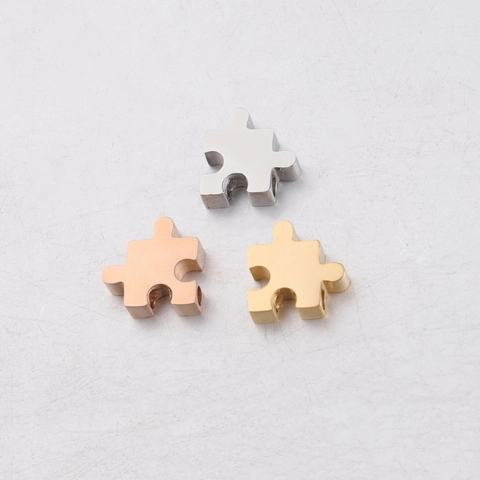 Puzzle Piece Pendant Mirror Polished 304 Stainless Steel DIY Jewelry Finding Small Hole Spacer Bead Charm For Bracelet Necklace