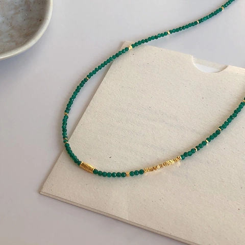 Collier De Perles Acier Inoxydable Entretoises Dorées Style Agate Chaîne Clavicule Bijoux Minimalistes Vintage