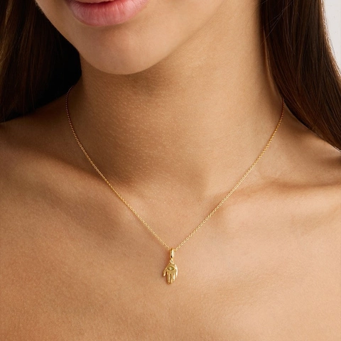 Hamsa Hand Evil Eye Pendant Necklace Copper 18K Gold Plated Cubic Zirconia Lucky Symbol Protection Fashion Jewelry