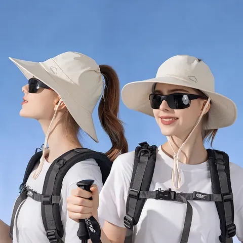 Women Sun Hat Wide Brim High UV Protection Breathable Nylon Spandex Ice Satin Ponytail Hole Summer Outdoor Hiking Fishing