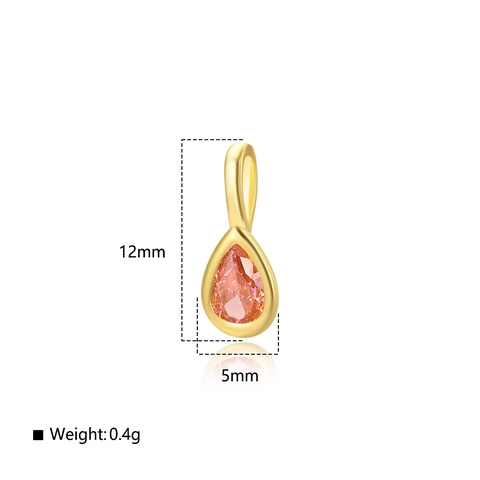Water Drop Pendant 18K Gold Plated Copper With Colorful Zircon Pear Shape Charm For DIY Jewelry Making Cute Fashion Dainty