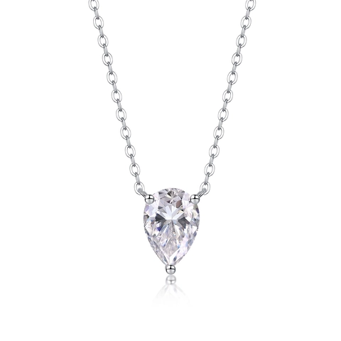 925 Sterling Silver Moissanite Necklace Geometric Square Pear Marquise Cut Pendant Necklace For Women With GRA Certificate Fashion Jewelry