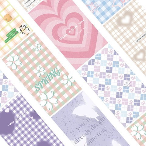 Aesthetic Ins Style PVC Stickers Set Macaron Colors Heart Butterfly Pattern For DIY Phone Case Scrapbooking Journal Decor