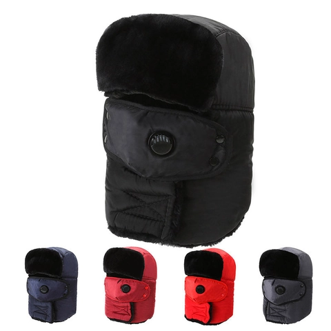 Gorro De Trampero Invierno Resistente Al Viento Impermeable Forro De Piel Sintética Orejeras Máscara Desmontable Válvula