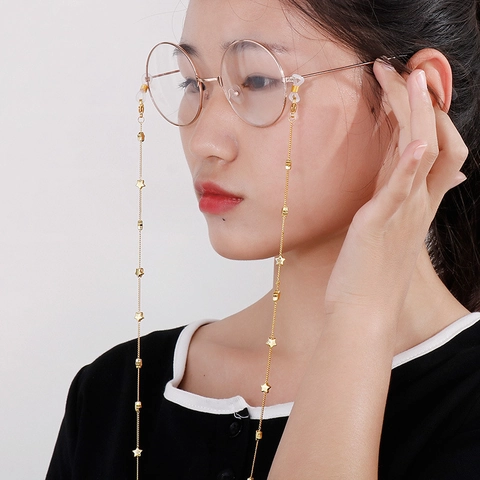Stainless Steel Glasses Chain With Star Charms Anti Slip Eyewear Strap Mask Lanyard Trendy Jewelry For Women
