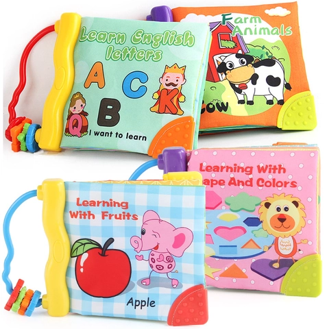 Libro De Tela Para Bebé Juguete Sensorial De Actividad Suave Con Mordedor Papel Crujiente Silbato Lavable Educativo Alfabeto Animales Frutas