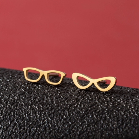 Orecchini a Bottone a Forma di Occhiali in Acciaio Inossidabile Gioielli di Moda Minimalista per Donna Accessori Boutique