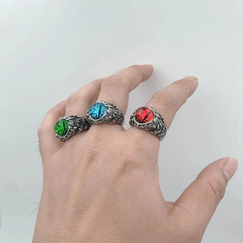 Evil Eye Ring Edelstahl Gothic Punk Retro Stil Herren Schmuck Fledermaus Flügel Geprägt Drachenauge Schmuck