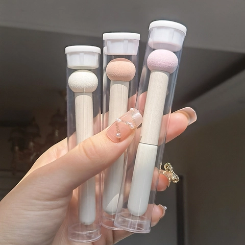 Mushroom Head Concealer Brush Round Sponge Tip Portable Makeup Tool With Storage Tube For Blemishes Dark Circles