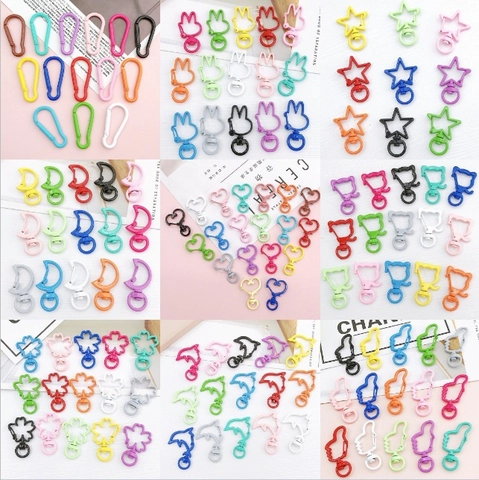 Colorful Alloy Lobster Clasps Keychain Hooks Enamel Baking Paint DIY Jewelry Accessories Heart Star Moon Animal Shapes