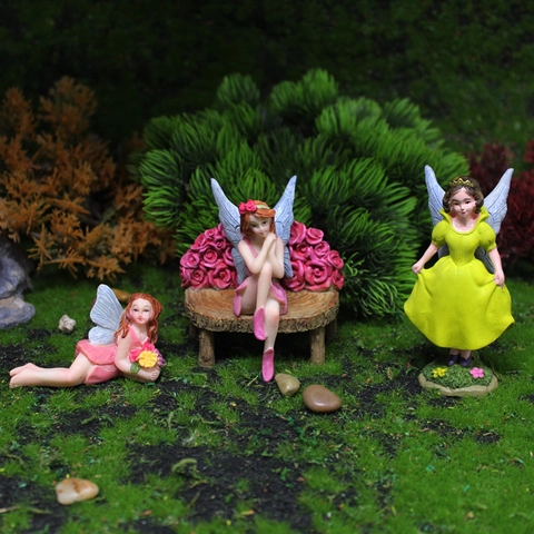 Miniature Garden Fairy And Gnome Figurines Resin Hand Painted Micro Landscape Decor Outdoor Indoor Dollhouse Ornaments