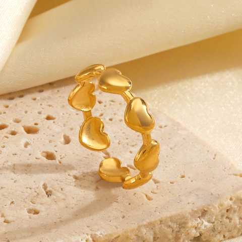 Anillo De Corazón De Acero Inoxidable Ajustable Abierto Joyería De Moda Accesorios Para Mujeres