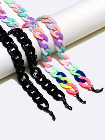 Acrylic Glasses Chains Anti Slip Eyewear Retainer Cords Chunky Link Necklace Straps Colorful Black