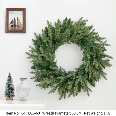 Künstlicher Weihnachtskranz Grüne Kiefernnadeln PVC Winter Feiertag Party Türbehang Deko Schneebeflockt