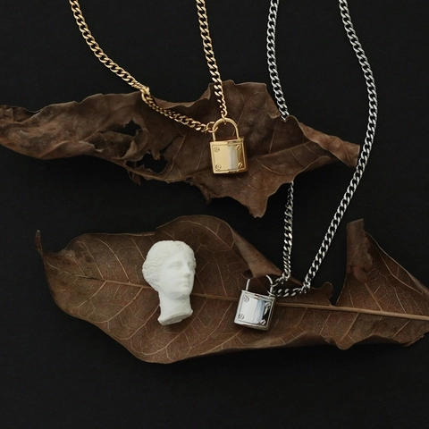 Slot Hanger Ketting Titanium Staal 18K Verguld Gourmetteketting Punk Hip Hop Industriële Stijl Klinknagel Detail Sieraden