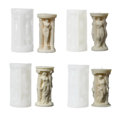 Athena Goddess Silicone Candle Mold Greek Roman Pillar Relief 3D Sculpture DIY Crafting Handcrafted Soap Gypsum Resin