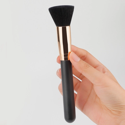Flacher Foundation Pinsel Synthetikborsten Holzgriff Für Flüssiges Puder Make-up Tragbares Professionelles Beauty Tool