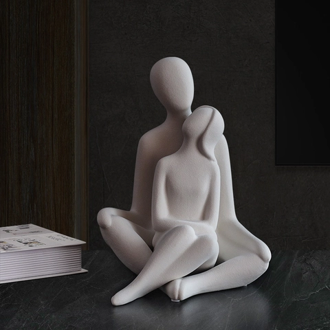 Moderne Abstracte Paar Sculptuur Mat Keramiek Minimalistische Noordse Stijl Woondecoratie Desktop Ornament Huwelijkscadeau Kunstbeeldje