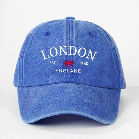 Casquette De Baseball Lavée Imprimée Lettres London England Vintage Ajustable Protection Solaire Pour Voyage En Plein Air