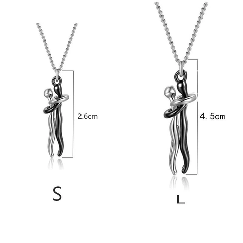 Hugging Couple Pendant Necklace Stainless Steel Chain Zinc Alloy Abstract Romantic Jewelry Gift Men Women Unisex