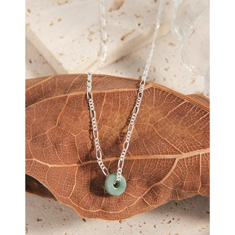 S925 Sterling Zilver Nieuwe Chinese Stijl Jade Ring Hanger Halsketting Voor Vrouwen Minimalistische Geometrische Sieraden Cadeau