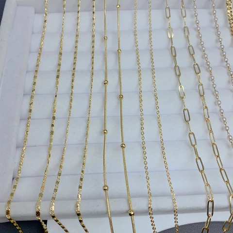 Fashion Necklace Chain 18K Gold Plated Copper For Women DIY Jewelry Adjustable Snake Paperclip O-Chain Elegant Accessory