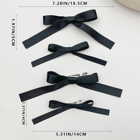 Satin Ribbon Bow Hair Clip French Style Long Streamer Duckbill Clip Elegant Sweet Hairpin Accessories For Women Girls