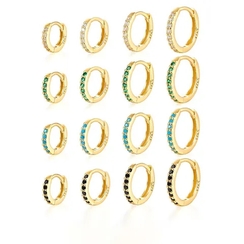 Boucles D'oreilles Huggie Hoop En Argent Sterling 925 Zirconium Turquoise Minimaliste Bijoux De Mode Pour Femmes