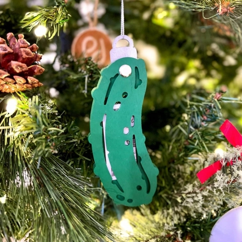 Ornamento Di Cetriolo Di Natale In Legno Decorazione Appesa Albero Di Natale Verde Con Slot Porta Soldi Clip Contanti