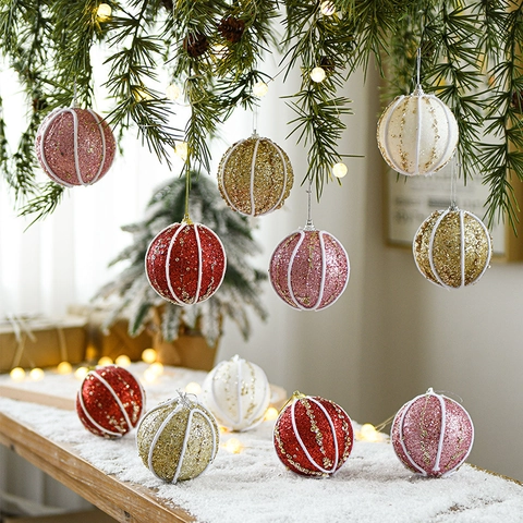 Palline Di Natale Schiuma Glitter Paillettes Ornamenti Appesi Per Albero Decorazione Festiva Casa Festa