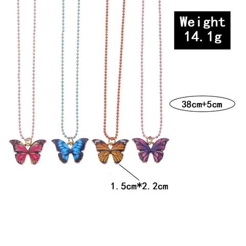 Mode Alliage Émail Papillon Pendentif Collier Avec BFF Cœur Charme Coloré Bohème Bijoux Cadeau Femmes Filles