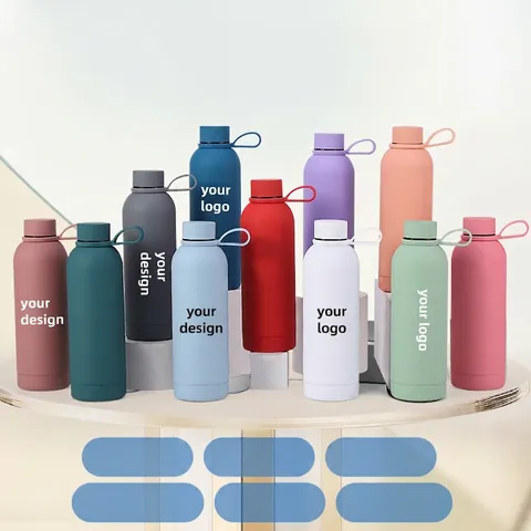 Insulated Water Bottle 304 Stainless Steel Vacuum Flask With Portable Strap Matte Finish Leakproof Outdoor Sports Travel