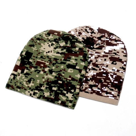 Berretto In Maglia Camouflage Digitale In Acrilico Inverno Caldo Tattico Sport All'aperto Uomo
