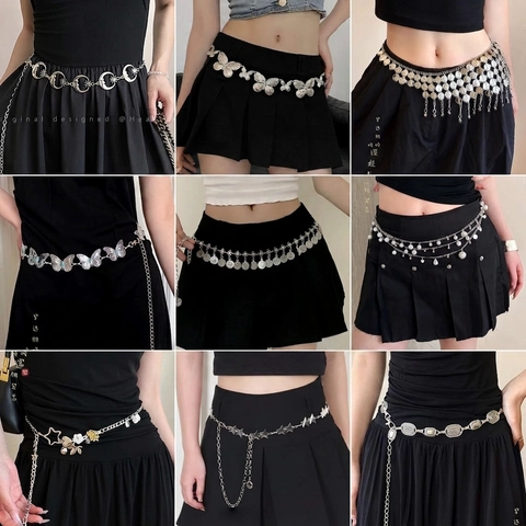 Bohemian Metal Waist Chain Belt For Women Retro Coin Butterfly Tassel Adjustable Alloy Belly Body Jewelry Elegant