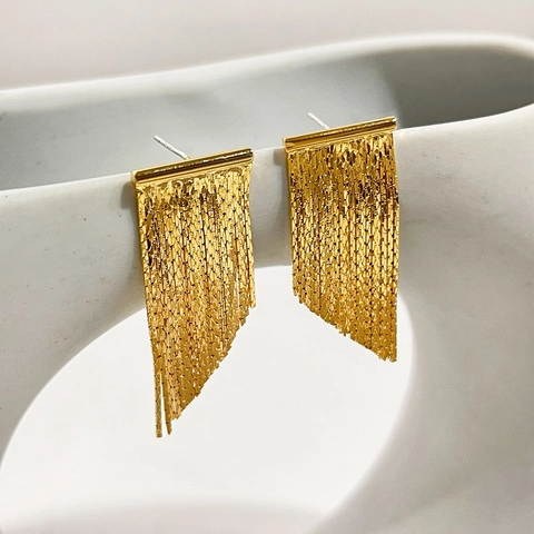 Geometrische Metall Quasten Ohrhänger Für Damen Im Französischen Stil Eleganter Kupferschmuck Mit Silbernem Ohrstecker