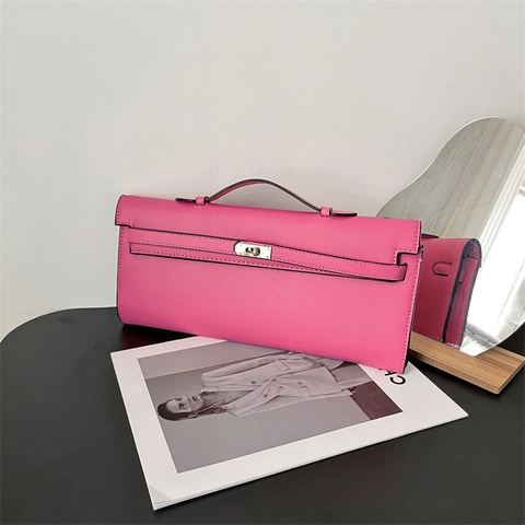 Women Handbag PU Leather Solid Color Lock Closure Simple Fashion Elegant Evening Clutch Top Handle Bag