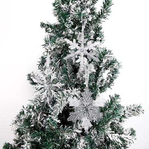 Addobbi Appesi Fiocco Di Neve Natale Acrilico Glitter Trasparente Cristallo Di Ghiaccio Decorazione Albero Festa Festiva
