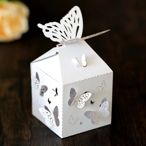 Scatola Di Caramelle Farfalla Cava Regalo Di Nozze Confezione Scatole Di Carta Perla Artificialta Taglio Laser Decorazione Festa