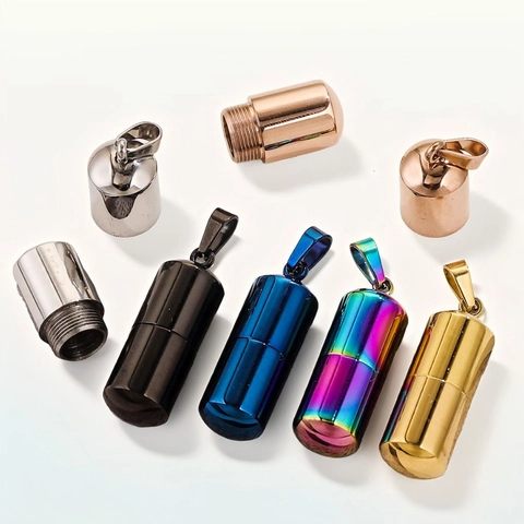 Capsule Pendant Necklace Stainless Steel Openable Cremation Urn For Ashes Pill Holder Waterproof Minimalist Jewelry