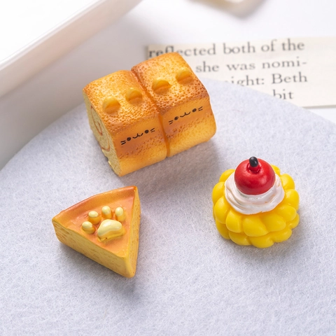 Miniature Food Resin Charms Cute Cartoon Kitty Toast Cat Paw Bread Cherry Cake For DIY Cream Glue Decoration