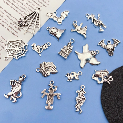 Halloween Charms Antique Silver Zinc Alloy DIY Jewelry Making Pendants For Necklace Bracelet Earring Gothic Vintage Style