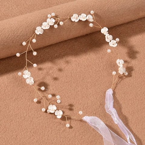 Vite Per Capelli Da Sposa Con Künstliche Perle Artificiali E Fiori Fascia Flessibile Fatta A Mano Accessori Per Capelli Matrimonio Con Nastro