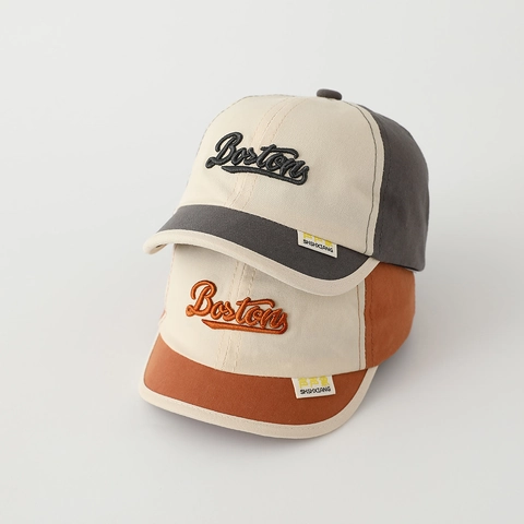 Gorra De Béisbol Para Niños Mezcla De Algodón Bloque De Color Bordado Letras Visera Corta Protección Solar Sombrero