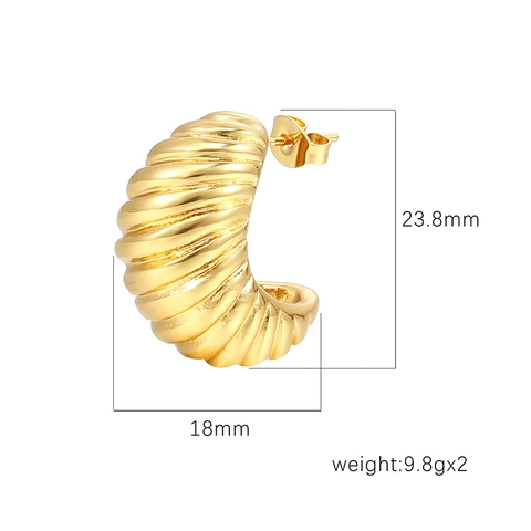 Pendientes De Aro De Acero Inoxidable Para Mujer Diseño De Espiral Roscada En Forma De C Oro Plata Joyería Minimalista