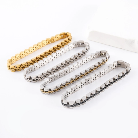 Pulsera De Eslabones De Acero Inoxidable Minimalista Estilo Correa De Reloj Joyería Geométrica Industrial Para Hombres Mujeres
