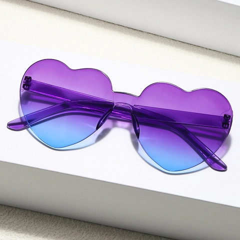 Lunettes De Soleil Sans Monture En Forme De Cœur Verres Dégradés Intégrés Protection UV400 Mode Fête Pour Femmes Hommes