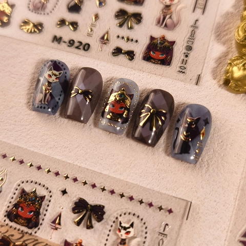 Autocollants Art Des Ongles Chat Égypte Ancienne Bronzage Doré Déesse Bastet Hiéroglyphes Décalcomanies Adhésives Ultra Minces