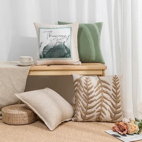 Federe Per Cuscini Decorative Moderne Minimaliste Nordiche Per Divano Soggiorno Ricamo Nappe Finto Lino