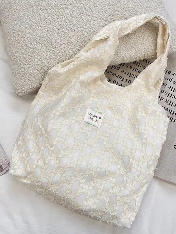 Sac À Épaule Femme Jacquard 3D Floral Texture Dentelle Cabas Grande Capacité Sac Sous L'Aisselle Élégant Décontracté