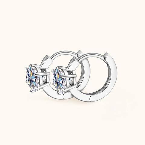 S925 Sterling Silver Moissanite Hoop Earrings For Women Minimalist Six-Claw 1 Carat D Color VVS1 Moissanite Earring Jewelry